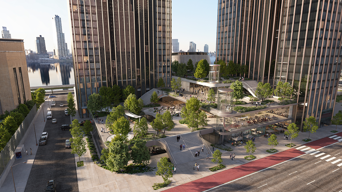 Mixed-use towers with sky-bridge